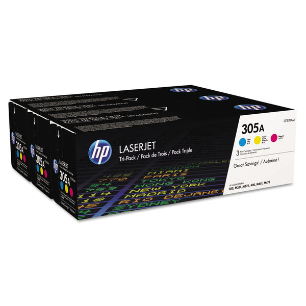 HP HP 305A, (CF370A-M) 3-Pack Cyan/Magenta/Yellow Original LaserJet Toner Cartridges (HEWCF370AM)