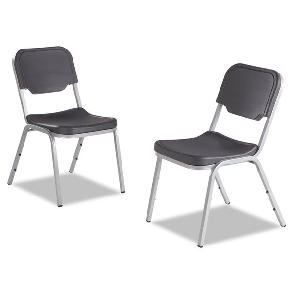 Iceberg Rough n Ready Stack Chair, Supports Up to 500 lb, 17.5" Seat Height, Charcoal Seat, Charcoal Back, Silver Base, 4/Carton (ICE64117) Case of 4