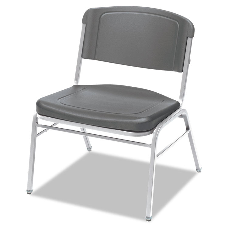 Iceberg Rough n Ready Wide-Format Big and Tall Stack Chair, Supports 500 lb, 18.5" Seat Height, Charcoal Seat/Back, Silver Base, 4/CT (ICE64127) Case of 4
