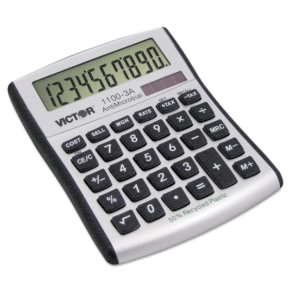 Victor® 1100-3A Antimicrobial Compact Desktop Calculator, 10-Digit LCD (VCT11003A)