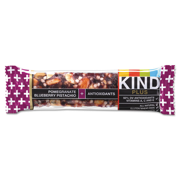 KIND Plus Nutrition Boost Bar, Pom. Blueberry Pistachio/Antioxidants, 1.4 oz, 12/Box (KND17221)