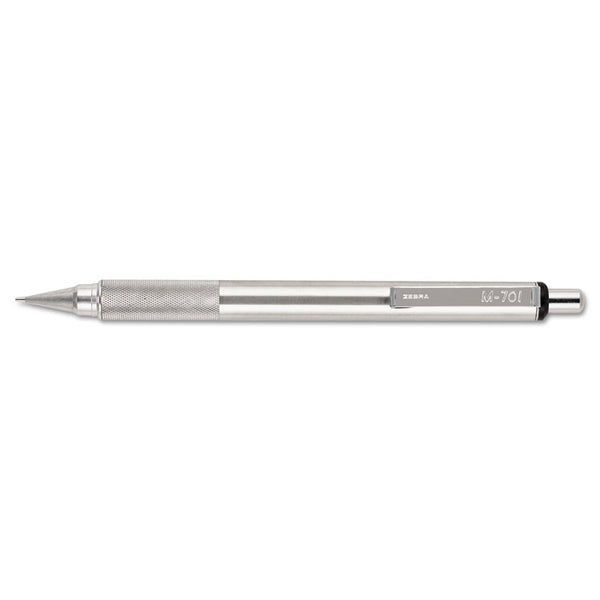 Zebra® M-701 Mechanical Pencil, 0.7 mm, F (#2.5), Black Lead, Silver Barrel (ZEB59411)