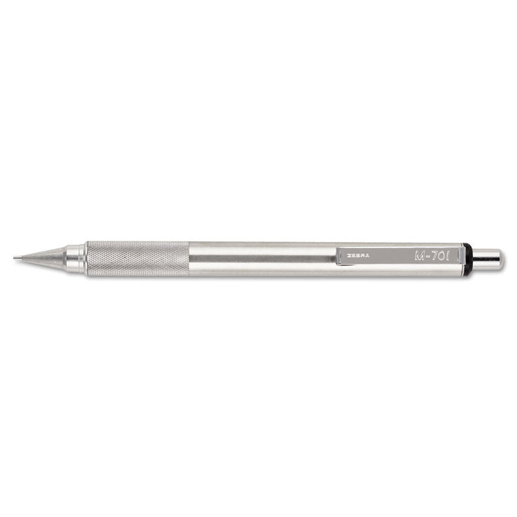 Zebra® M-701 Mechanical Pencil, 0.7 mm, F (#2.5), Black Lead, Silver Barrel (ZEB59411) Each