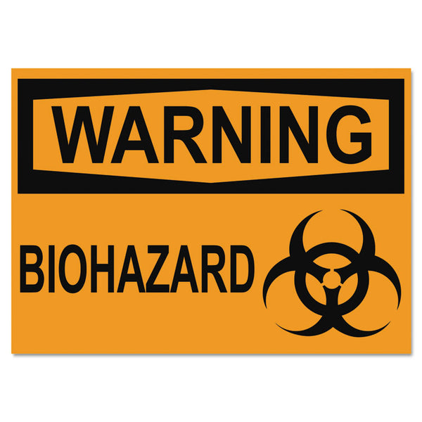 Headline® Sign OSHA Safety Signs, WARNING BIOHAZARD, Orange/Black, 10 x 14 (USS5498) Each