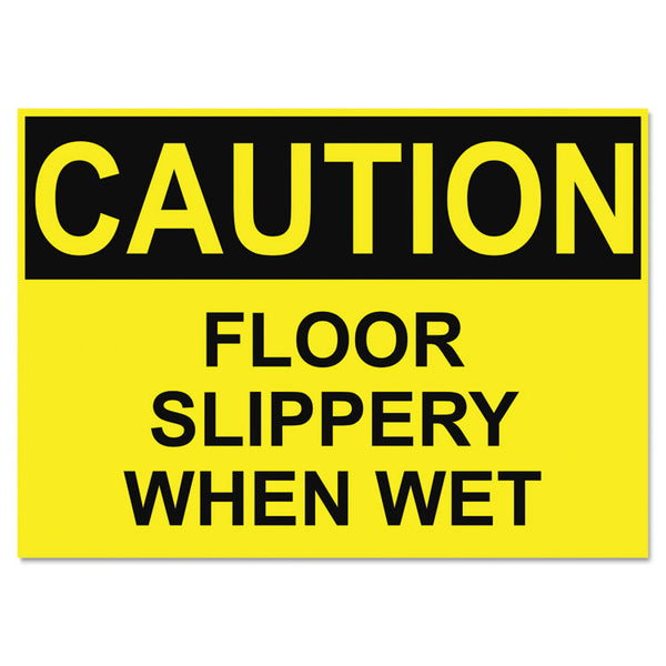 Headline® Sign OSHA Safety Signs, CAUTION SLIPPERY WHEN WET, Yellow/Black, 10 x 14 (USS5494) Each