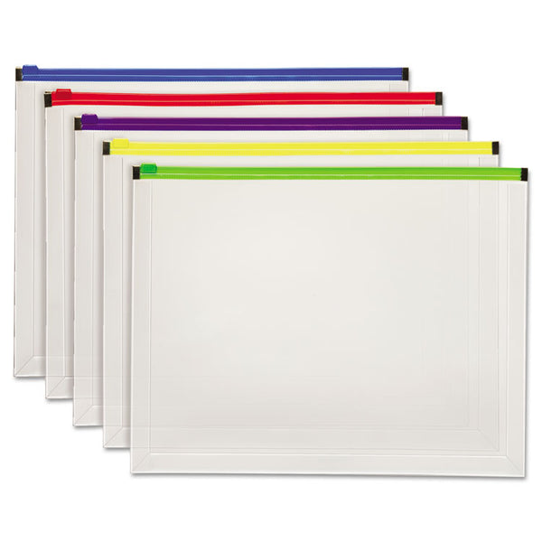 Pendaflex® Poly Zip Envelope, Zipper Closure, 10 x 13, Assorted Colors, 5/Pack (PFX85292) Set of 5