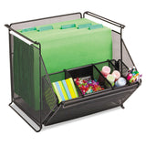 Safco® Onyx Stackable Mesh Storage Bin, 4 Compartments, Steel Mesh, 14 x 15.5 x 11.75, Black (SAF2164BL) Each