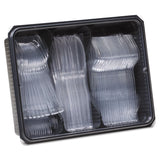 Dixie® Cutlery Keeper Tray with Clear Plastic Utensils: 600 Forks, 600 Knives, 600 Spoons (DXECH0180DX7CT)