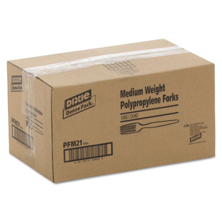 Dixie® Plastic Cutlery, Mediumweight Forks, White, 1,000/Carton (DXEPFM21) Case of 1000
