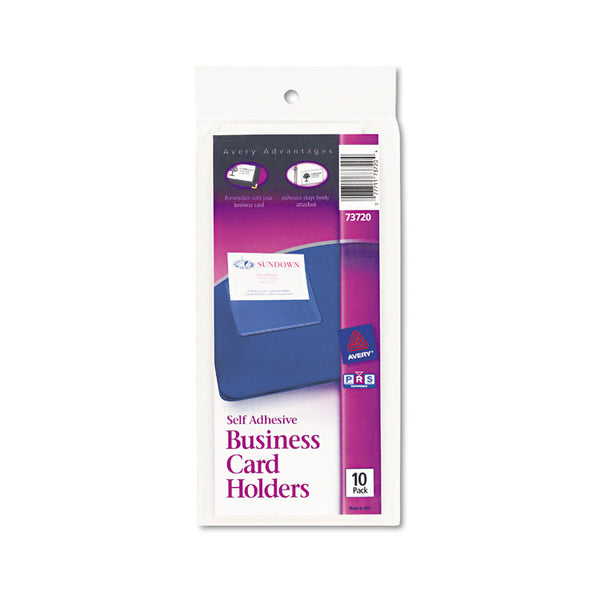 Avery® Self-Adhesive Top-Load Business Card Holders, Top Load, 3.5 x 2, Clear, 10/Pack (AVE73720)