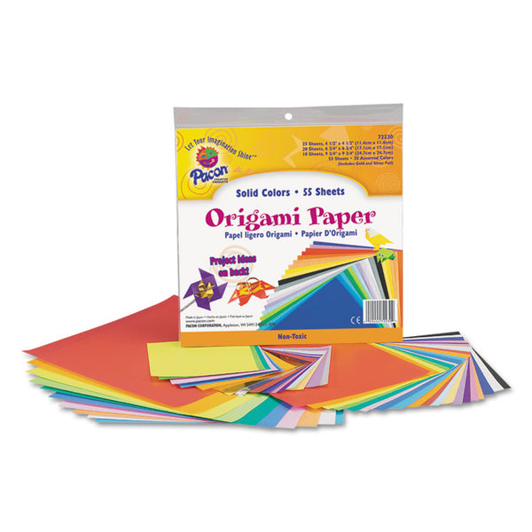 Pacon® Origami Paper, 30 lb Bond Weight, 9.75 x 9.75, Assorted Bright Colors, 55/Pack (PAC72230) Pack of 55