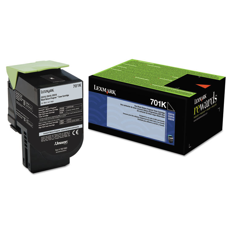 Lexmark™ 70C10K0 Return Program Toner, 1,000 Page-Yield, Black (LEX70C10K0)