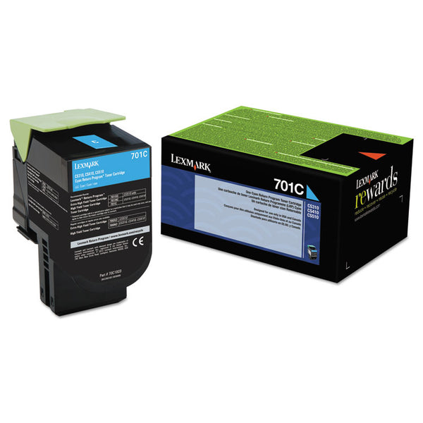 Lexmark™ 70C10C0 Return Program Toner, 1,000 Page-Yield, Cyan (LEX70C10C0)