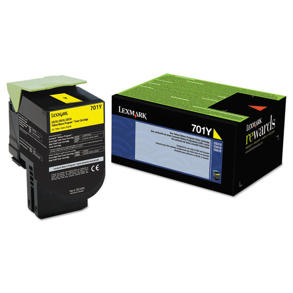 Lexmark™ 70C10Y0 Return Program Toner, 1,000 Page-Yield, Yellow (LEX70C10Y0)