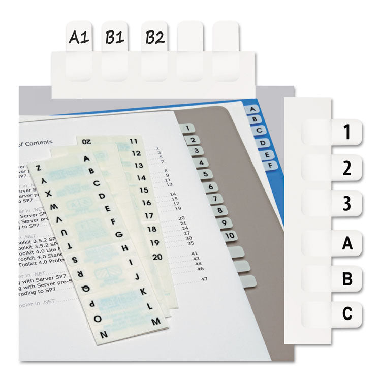 Redi-Tag® Legal Index Tabs, Preprinted Alpha: A to Z, 1/12-Cut, White, 0.44" Wide, 104/Pack (RTG31005) Box of 104