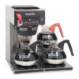 BUNN® CWTF-3 Three Burner Automatic Coffee Brewer, 12-Cup, Black/Stainless Steel (BUNCWTF153LP) Each