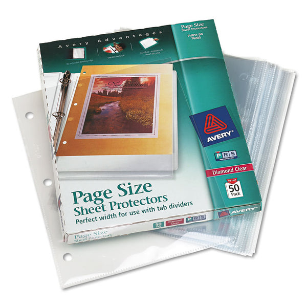 Avery® Top-Load Poly 3-Hole Punched Sheet Protectors, Letter, Diamond Clear, 50/Box (AVE74203)