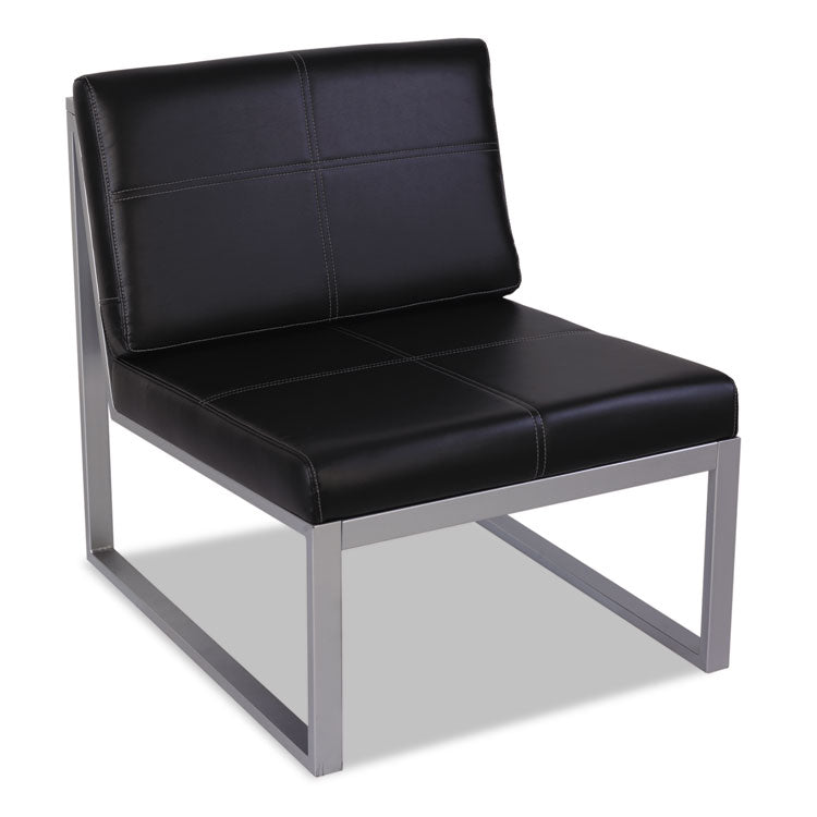 Alera® Alera Ispara Series Armless Chair, 26.57" x 30.71" x 31.1", Black Seat, Black Back, Silver Base (ALERL8319CS)