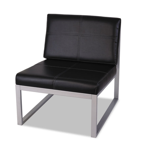 Alera® Alera Ispara Series Armless Chair, 26.57" x 30.71" x 31.1", Black Seat, Black Back, Silver Base (ALERL8319CS)