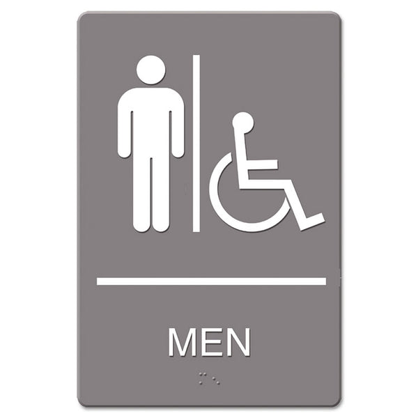 Headline® Sign ADA Sign, Men Restroom Wheelchair Accessible Symbol, Molded Plastic, 6 x 9, Gray (USS4815) Each