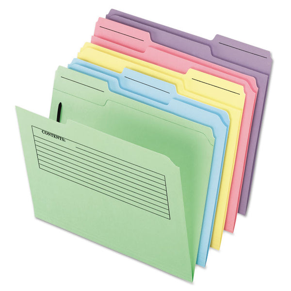 Pendaflex® Printed Notes Fastener Folder, 1 Fastener, Letter Size, Assorted Colors, 30/Pack (PFX45270) Each