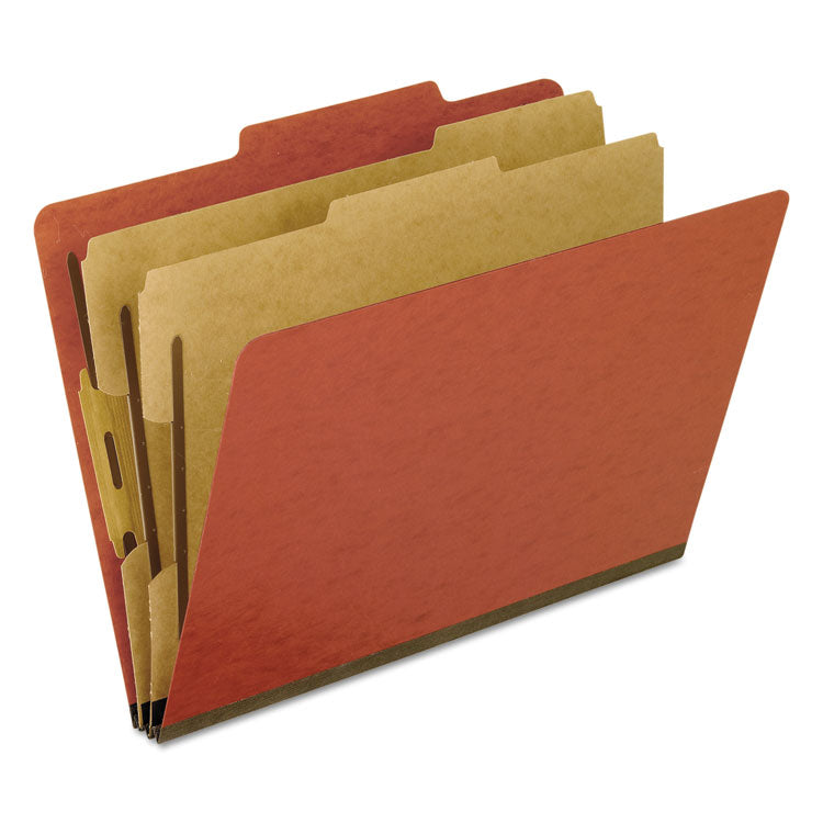 Pendaflex® Six-Section Pressboard Classification Folders, 2" Expansion, 2 Dividers, 6 Bonded Fasteners, Letter Size, Red Exterior, 10/BX (PFX1257R) Each