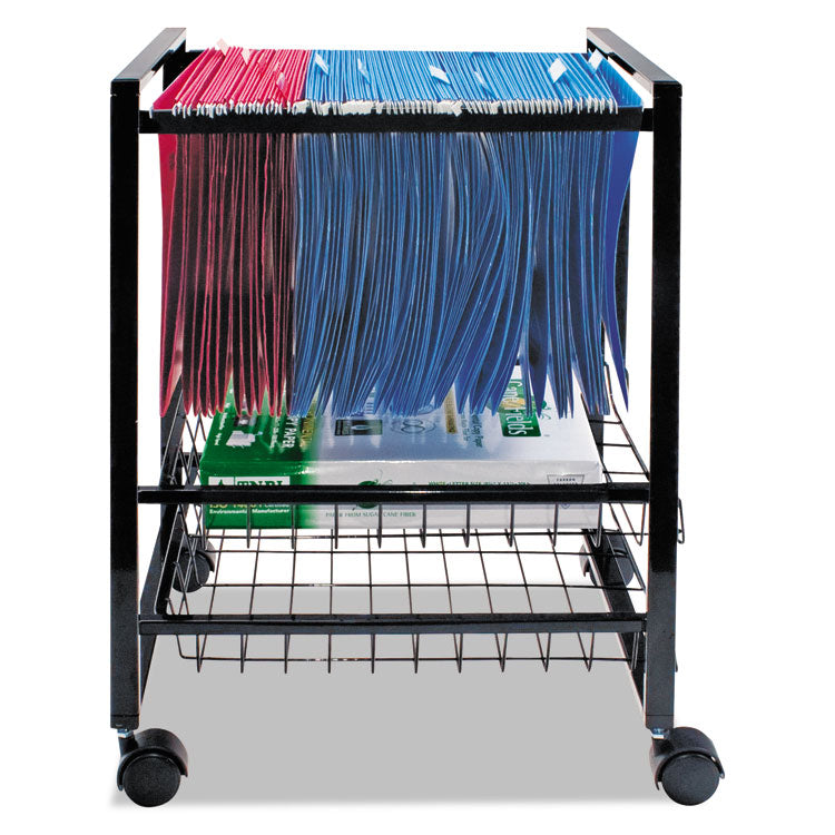 Advantus Mobile File Cart with Sliding Baskets, Metal, 2 Drawers, 1 Bin, 12.88" x 15" x 21.13", Black (AVT34075) Each