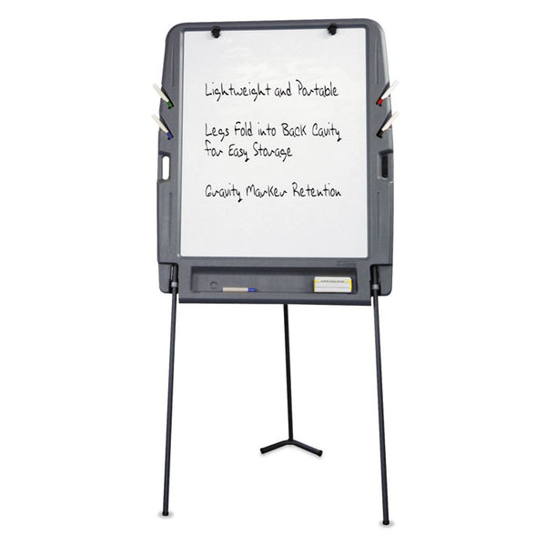 Iceberg Ingenuity Portable Flipchart Easel with Dry Erase Surface, 35 x 30, 73" Tall Easel, Charcoal Polyethylene Frame (ICE30227) Each