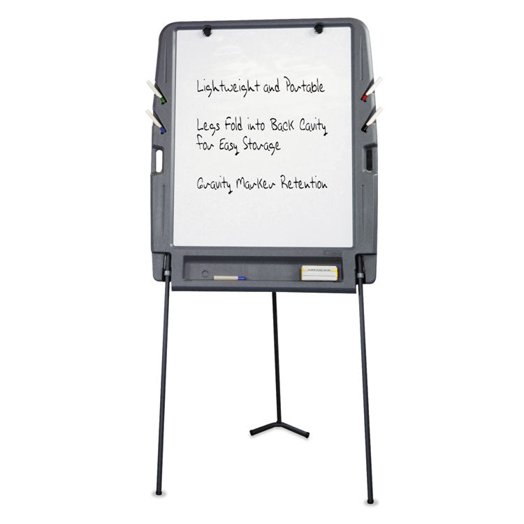 Iceberg Ingenuity Portable Flipchart Easel with Dry Erase Surface, 35 x 30, 73" Tall Easel, Charcoal Polyethylene Frame (ICE30227) Each