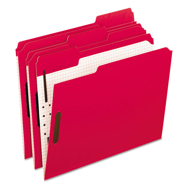 Pendaflex® Colored Classification Folders with Embossed Fasteners, 2 Fasteners, Letter Size, Red Exterior, 50/Box (PFX21319)