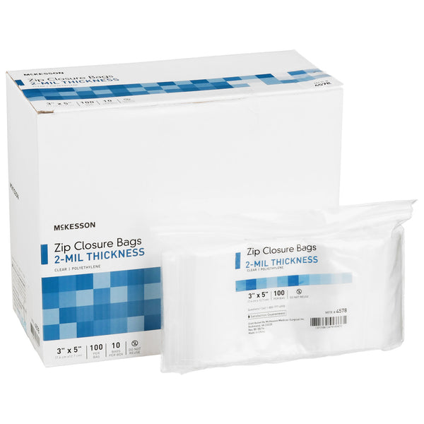 McKesson Reclosable Bag 3 X 5 Inch Polyethylene Clear Zipper Closure (890534_BX) 10/BX