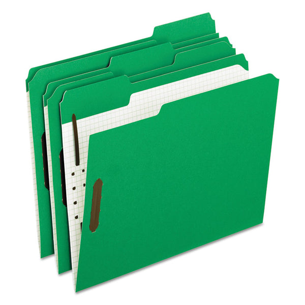 Pendaflex® Colored Classification Folders with Embossed Fasteners, 2 Fasteners, Letter Size, Green Exterior, 50/Box (PFX21329)