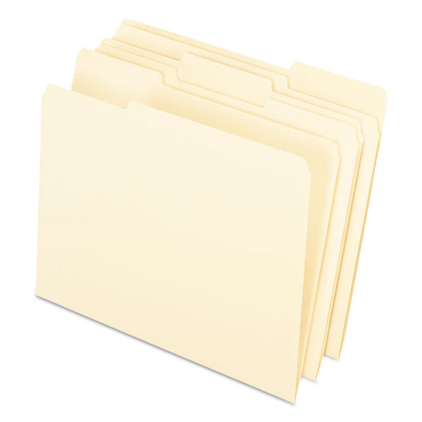 Pendaflex® Interior File Folders, 1/3-Cut Tabs: Assorted, Letter Size, Manila, 100/Box (PFX421013) Box of 100