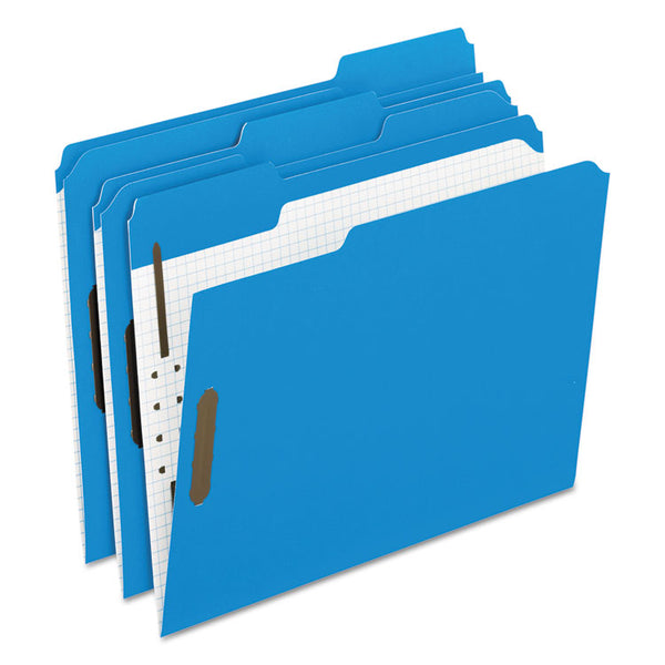 Pendaflex® Colored Classification Folders with Embossed Fasteners, 2 Fasteners, Letter Size, Blue Exterior, 50/Box (PFX21301)