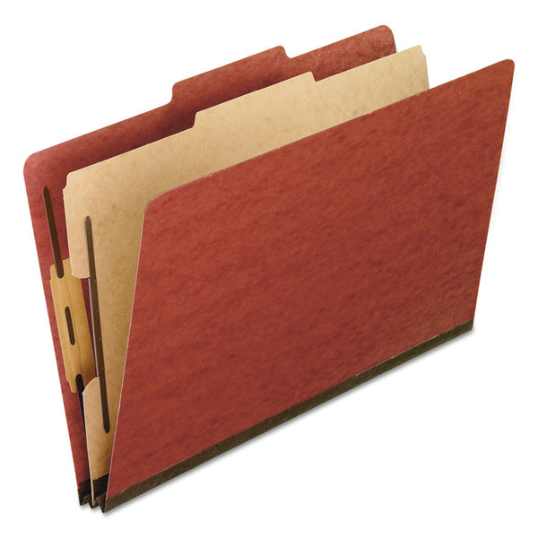 Pendaflex® Four-Section Pressboard Classification Folders, 2" Expansion, 1 Divider, 4 Fasteners, Legal Size, Red Exterior, 10/Box (PFX2157R) Each