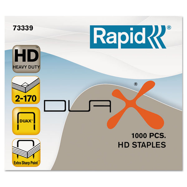 Rapid® DUAX Heavy-Duty Staples, 0.75" Leg, 0.5" Crown, Steel, 1,000 Staples (RPD73339)