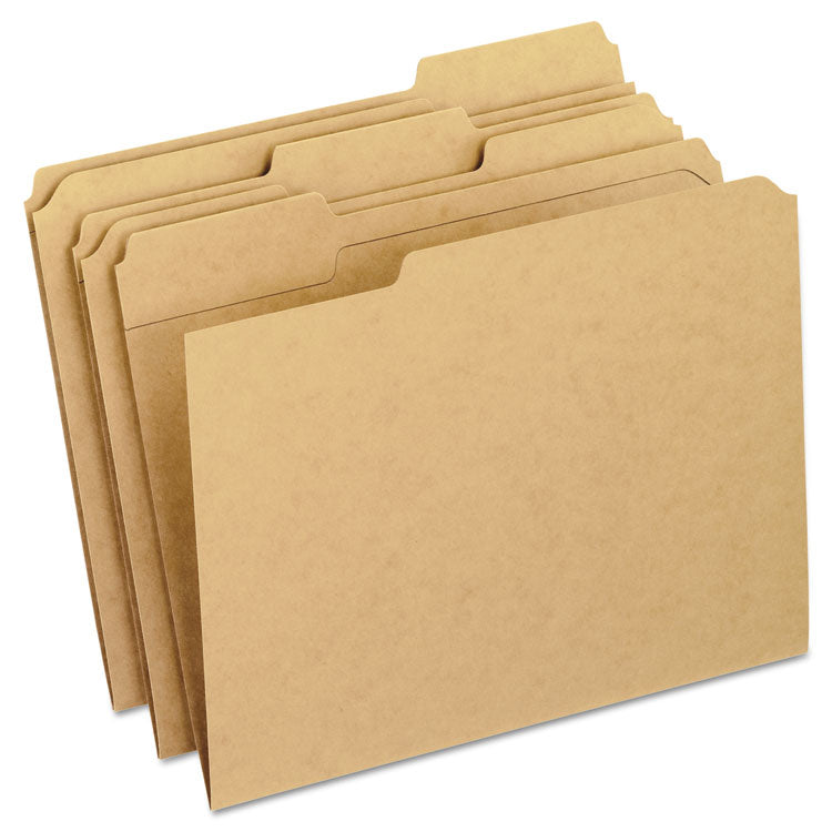 Pendaflex® Dark Kraft File Folders with Double-Ply Top, 1/3-Cut Tabs: Assorted, Letter Size, 0.75" Expansion, Brown, 100/Box (PFXRK15213) Box of 100