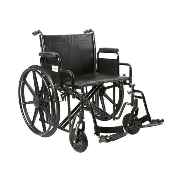 McKesson Bariatric Wheelchair Dual Axle Desk Length Arm Swing-Away Footrest Black Upholstery 22 Inch Seat Width Adult 450 lbs. Weight Capacity (1065280_EA) 1/EA