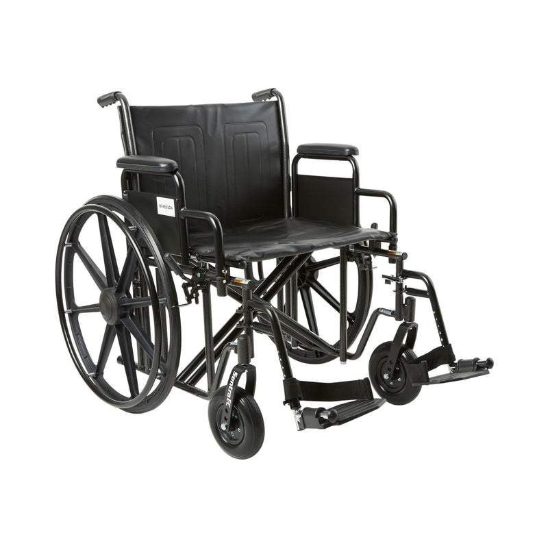 McKesson Bariatric Wheelchair Dual Axle Desk Length Arm Swing-Away Footrest Black Upholstery 22 Inch Seat Width Adult 450 lbs. Weight Capacity (1065280_EA) 1/EA