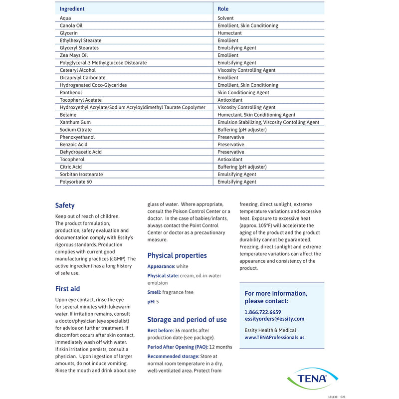 Tena® Proskin™ Hand and Body Moisturizer 5.1 oz. Tube Unscented Cream CHG Compatible (1228739_CS) 6/CS