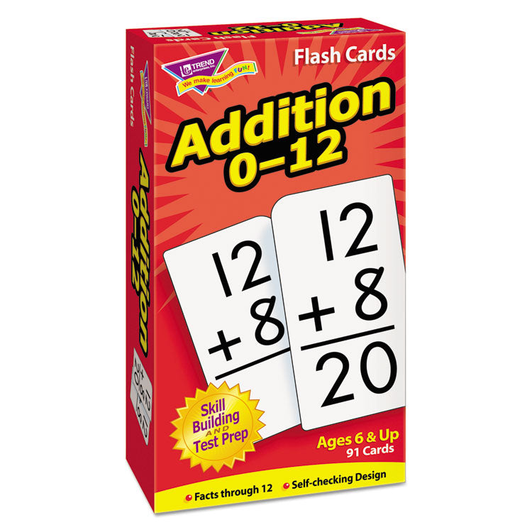 TREND® Skill Drill Flash Cards, Addition, 3 x 6, Black and White, 91/Pack (TEPT53101) Each