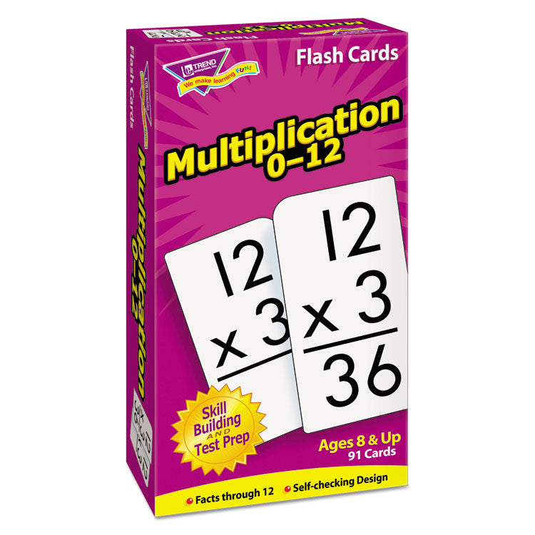 TREND® Skill Drill Flash Cards, Multiplication, 3 x 6, Black and White, 91/Pack (TEPT53105) Each