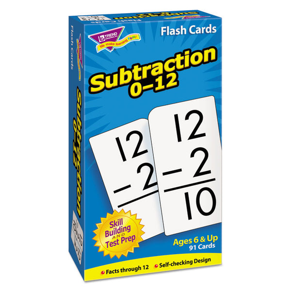 TREND® Skill Drill Flash Cards, Subtraction, 3 x 6, Black and White, 91/Pack (TEPT53103) Each