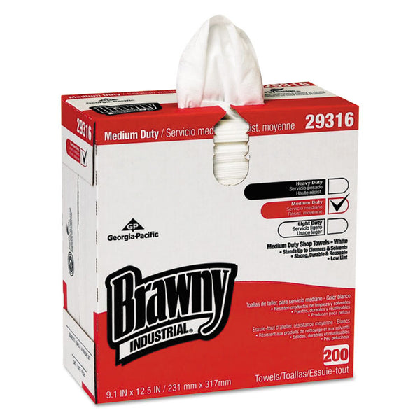 Brawny® Professional Lightweight Disposable Shop Towel, 9.1" x 12.5, White, 200/Box (GPC29316) Box of 200