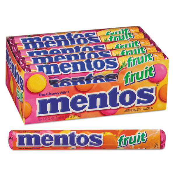 Mentos® Chewy Mints, 1.32 oz, Mixed Fruit, 15 Rolls/Box (MEN4181)