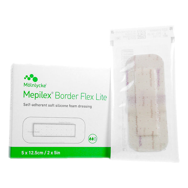 Mepilex® Border Flex Lite Thin Foam Dressing 2 X 5 Inch With Border Film Backing Silicone Adhesive Rectangle Sterile (1195995_BX) 5/BX