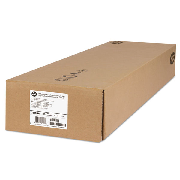 HP Premium Matte Polypropylene Paper, 2" Core, 36" x 75 ft, Matte White, 2/Pack (HEWC2T53A)