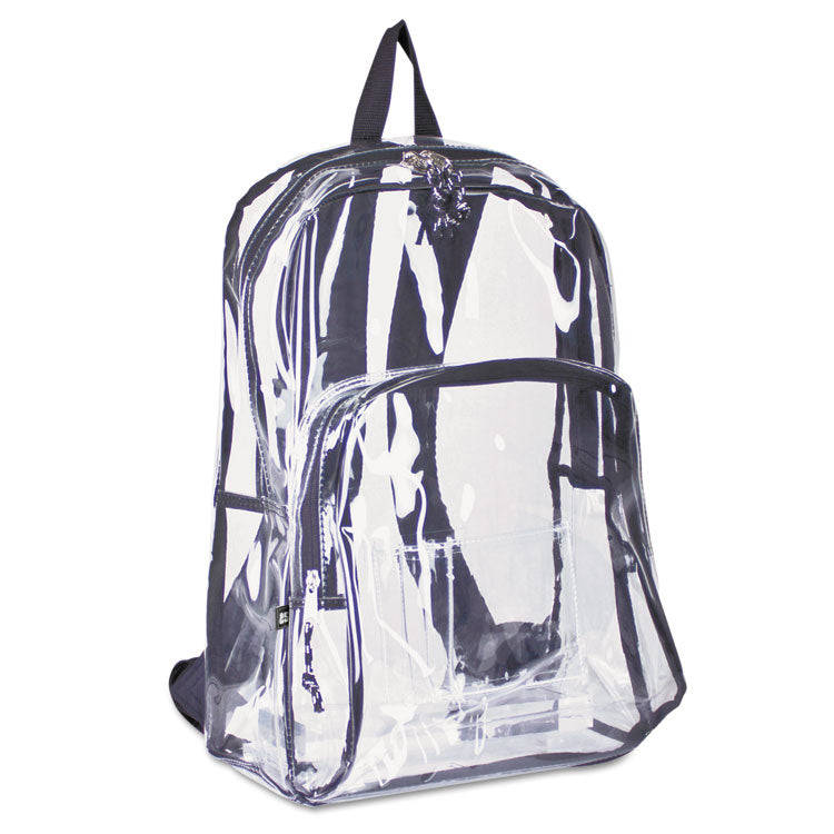 Eastsport® Backpack, PVC, 12.5 x 5.5 x 17.5, Clear/Black (EST193971BJBLK) Each