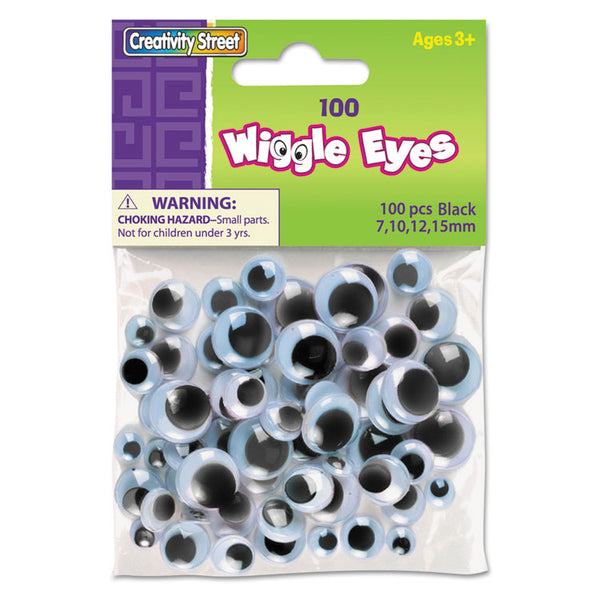 Creativity Street® Wiggle Eyes Assortment, Assorted Sizes, Black, 100/Pack (CKC344602) Pack of 100