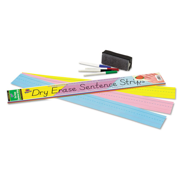 Pacon® Dry Erase Sentence Strips, 24 x 3, Blue; Pink; Yellow, 30/Pack (PAC5186) Pack of 30